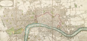 Mappa piegata di Wallis della città di Londra e Westminster, 1799